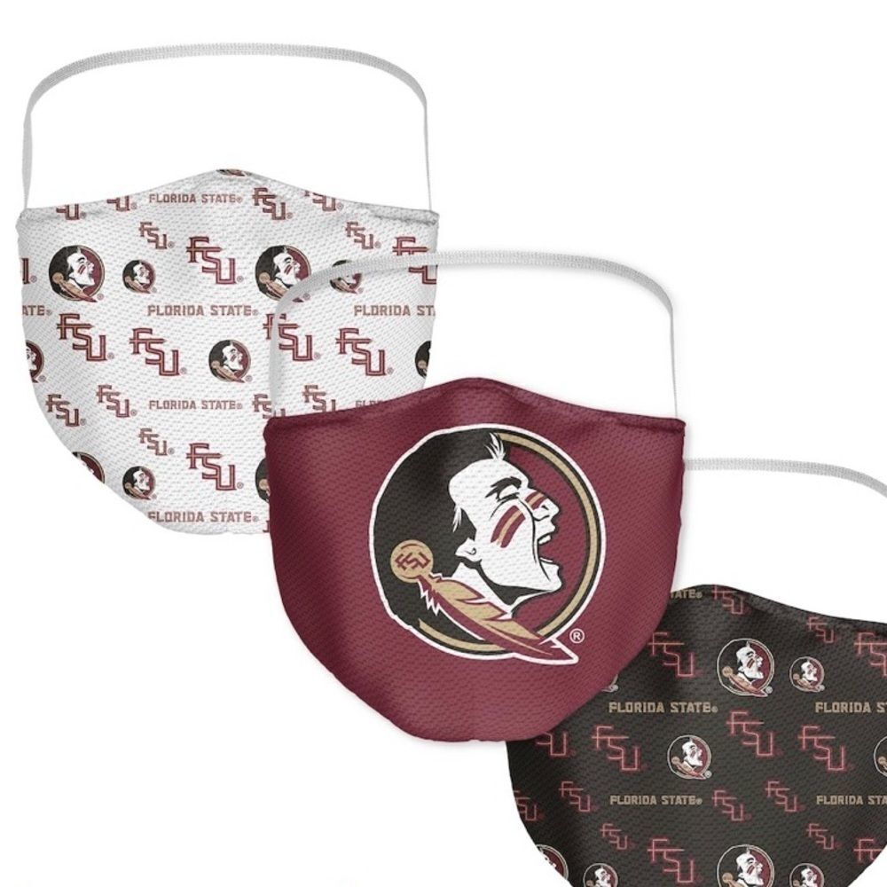 New in Package FSU Florida State Seminoles Face Covering Mask Masks Set of 3